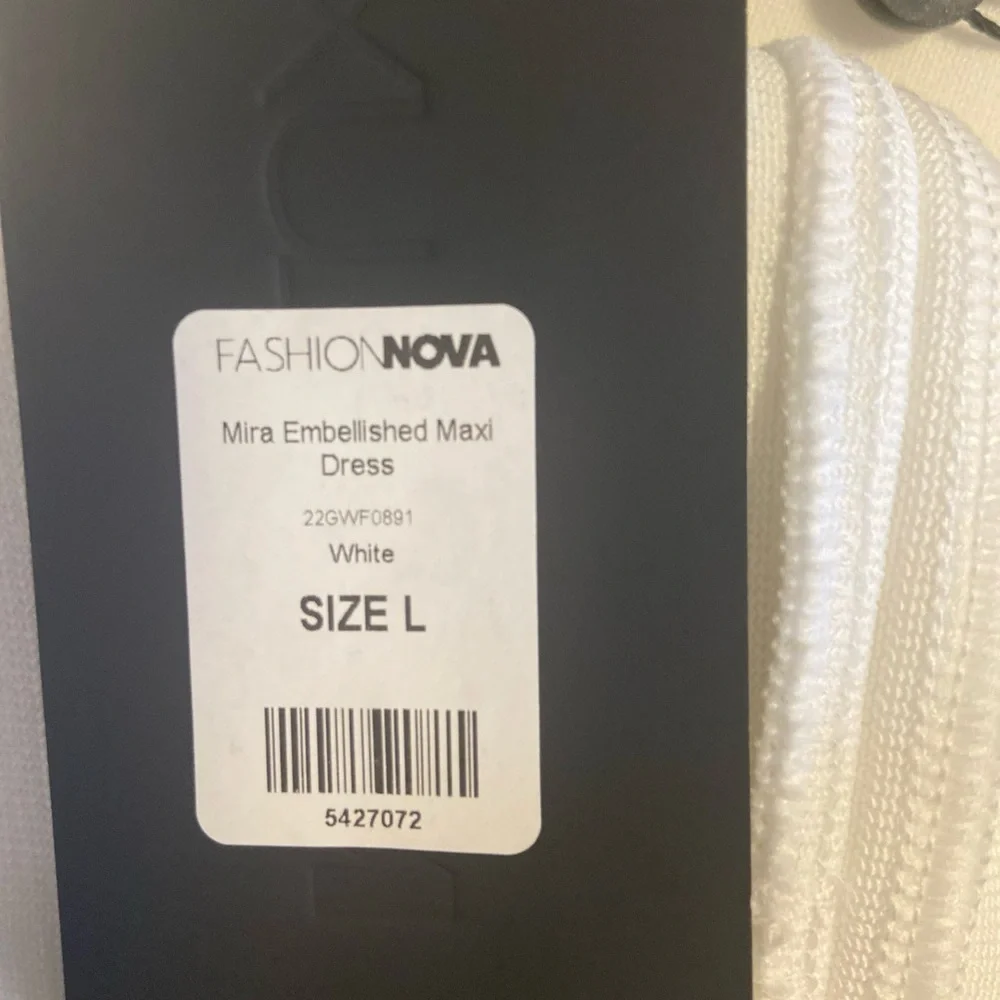 NovaLuxe  Mira Embellished Maxi Gown White Front Slit Strapless Size Large - Picture 12 of 16